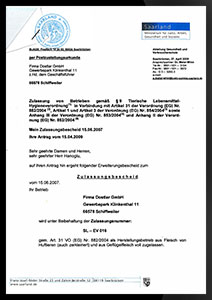 Dostlar GmbH Dönerproduktion Certificates